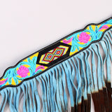 Hilason Western Horse Breast Collar Leather Beaded Inlay Turquoise