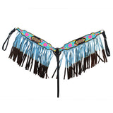 Hilason Western Horse Breast Collar Leather Beaded Inlay Turquoise