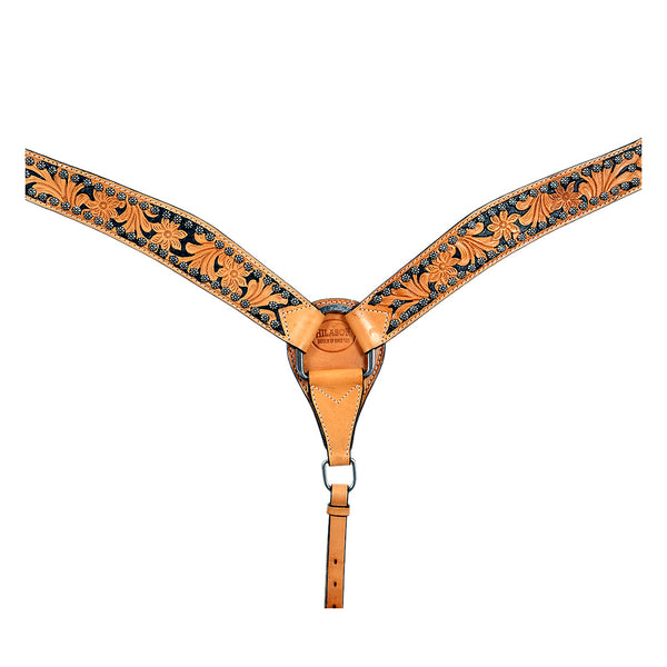 Hilason W. H. Breast Collar Handtooled American Leather Tan by Hilason – Cowboy and equestrian accessories