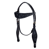 HILASON Western Horse Headstall Genuine American Leather Floral Black - Uhorse