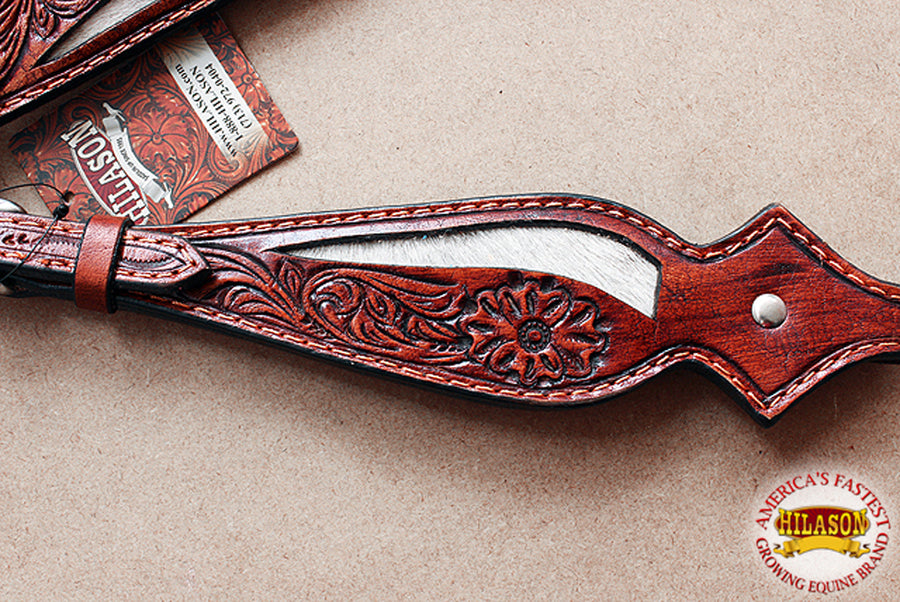 HILASON Western Horse Headstall Genuine American Leather Floral brown