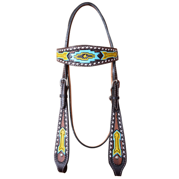 HILASON Western Horse Headstall Tack Genuine American Leather Hand Painted - Uhorse