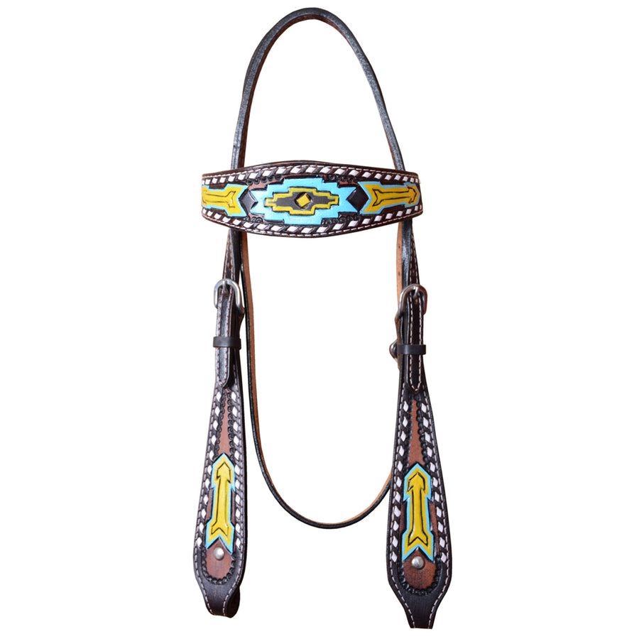 HILASON Western Horse Headstall Tack Genuine American Leather Hand Painted - Uhorse
