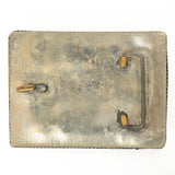 American Darling  Belt Buckle Engraved Brass Turquoise Rhinestone Scrollwork