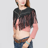 American Darling Black Genuine Suede leather ladies Dress Pink