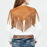 American Darling Western Leather Fringe Cape/Shawl Suede Yoke Tassel Jacket Vest