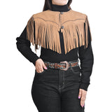 American Darling Western Leather Fringe Cape/Shawl Suede Yoke Tassel Jacket Vest - Uhorse