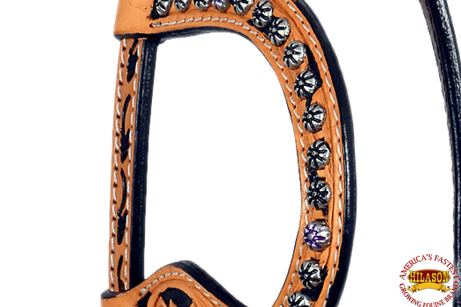 Hilason Western Horse Headstall Breast Collar Floral Hand Tooled American Leather Tan