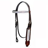 HILASON Western Horse Headstall Tack  American Leather Dark Brown W/ Rhinestones