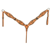 HILASON Western Horse Headstall Breast Collar Tack Genuine American Leather Tan