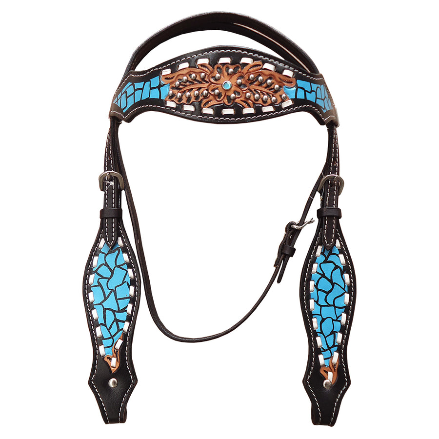 HILASON Western Horse Headstall Tack Genuine American Leather Black - Uhorse