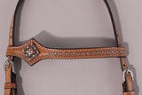 Hilason Western Horse Hand Tooled Genuine Leather Headstall Tan