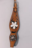 Hilason Western Horse Hand Tooled Genuine Leather Headstall Tan