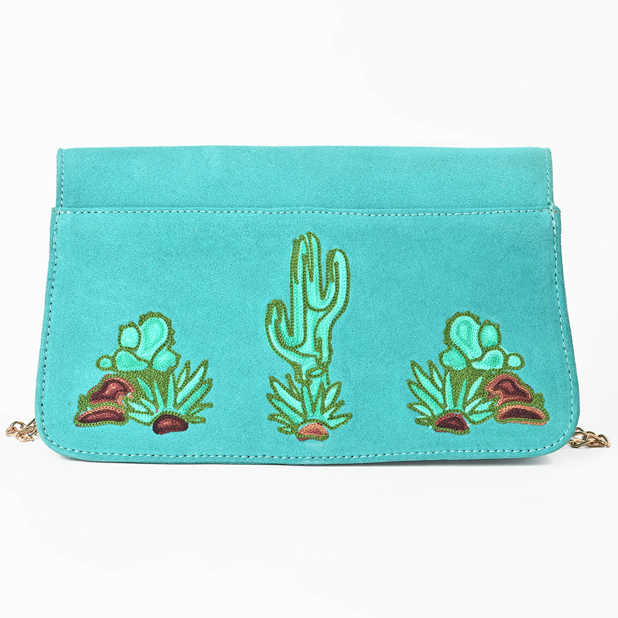 American Darling Cross body Bag for Women, Embroidered Genuine Suede Leather with Longhorn Design, Western Purse with Chain Strap
