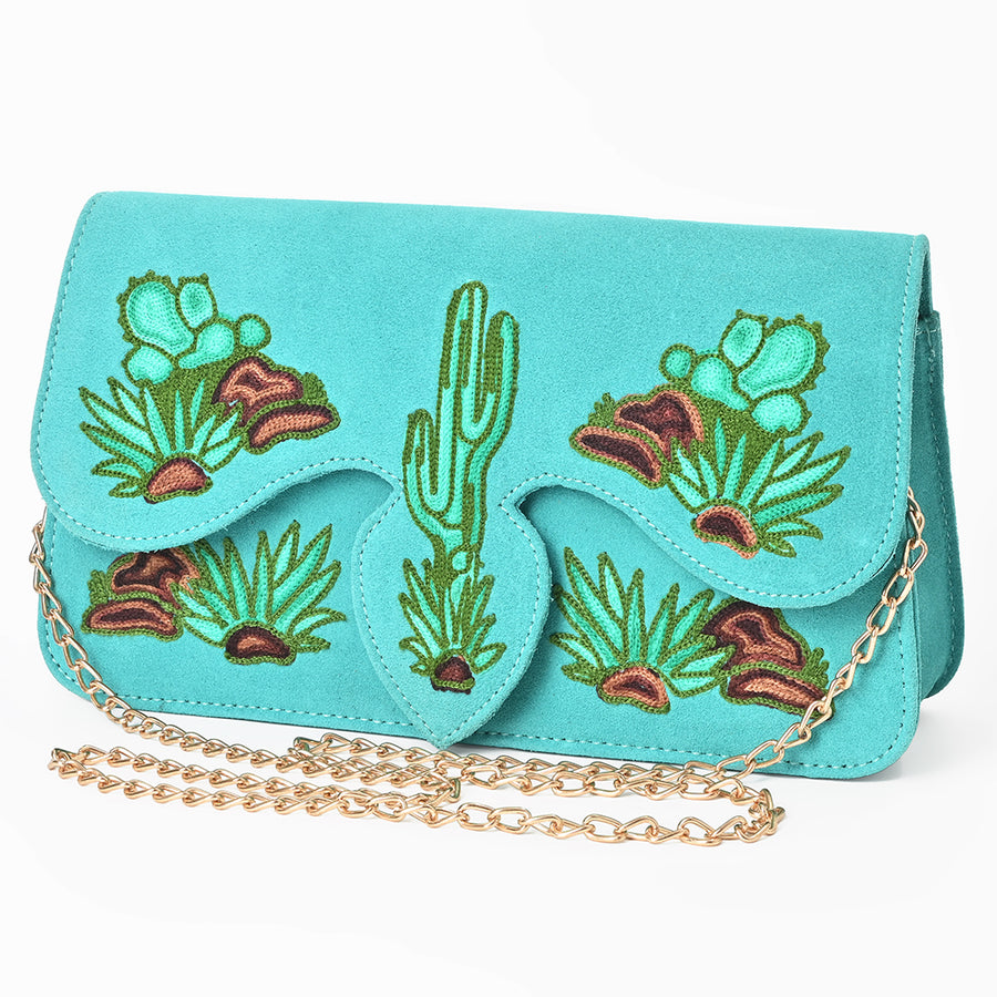 American Darling Western Embroidered Genuine Suede Cross body Bag - Longhorn Motif - Uhorse