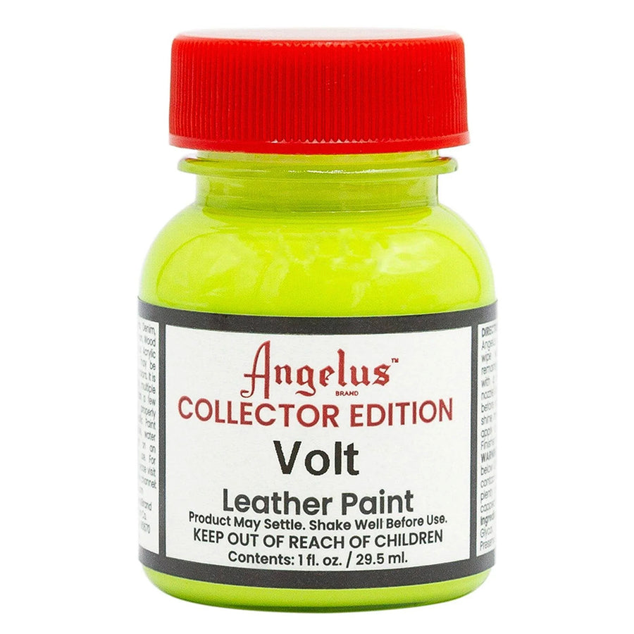 Volt neon yellow leather paint bottle with red cap - Uhorse