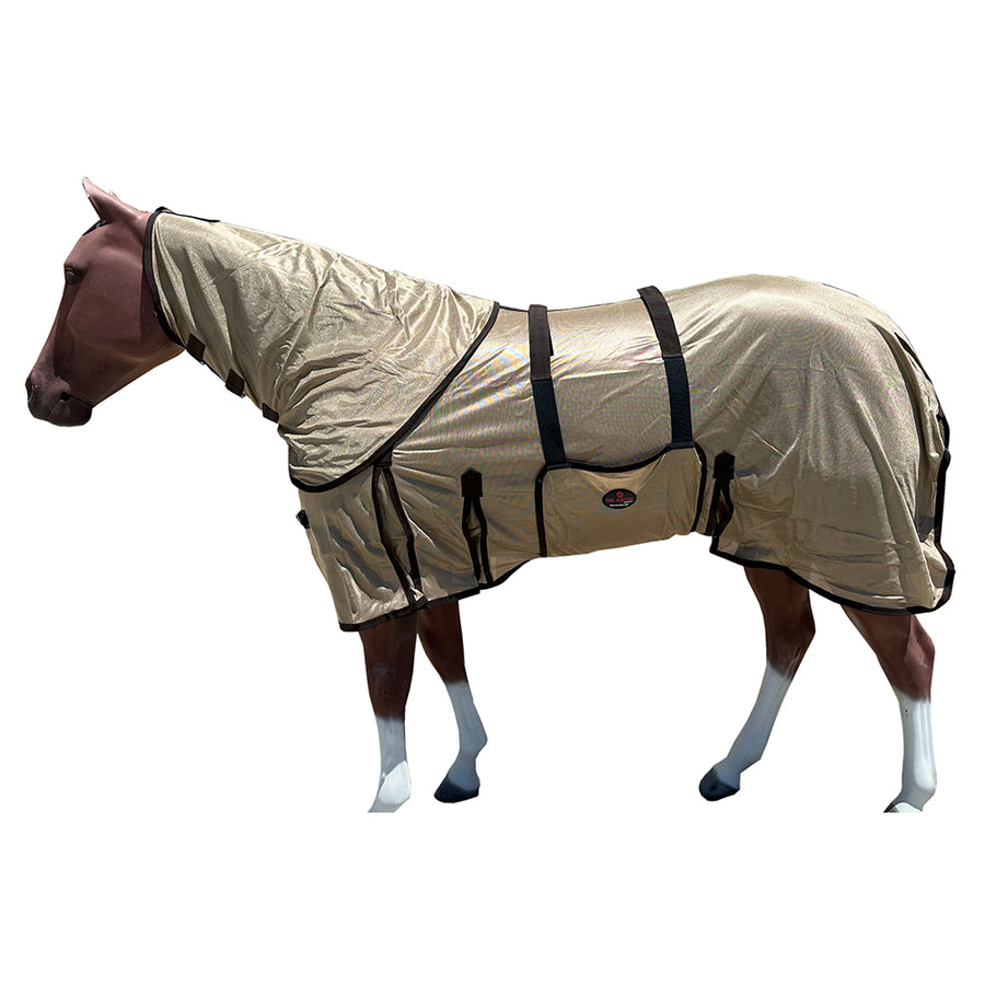 66 In - 84 In Hilason Horse Fly Sheet With Neck Uv Protect Mesh Bug Mosquito Summer Gold - Uhorse