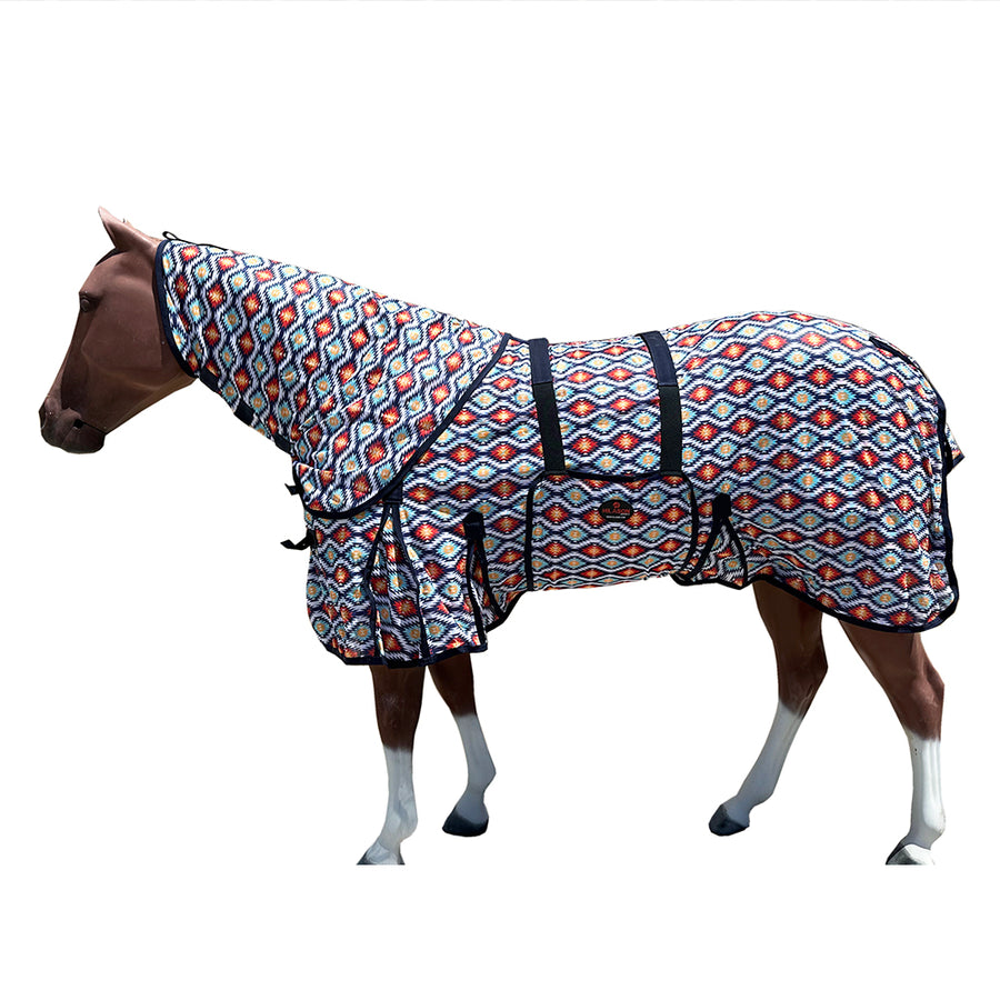 66 In - 84 In Hilason Horse Fly Sheet With Neck Uv Protect Mesh Bug Mosquito Summer Aztec - Uhorse