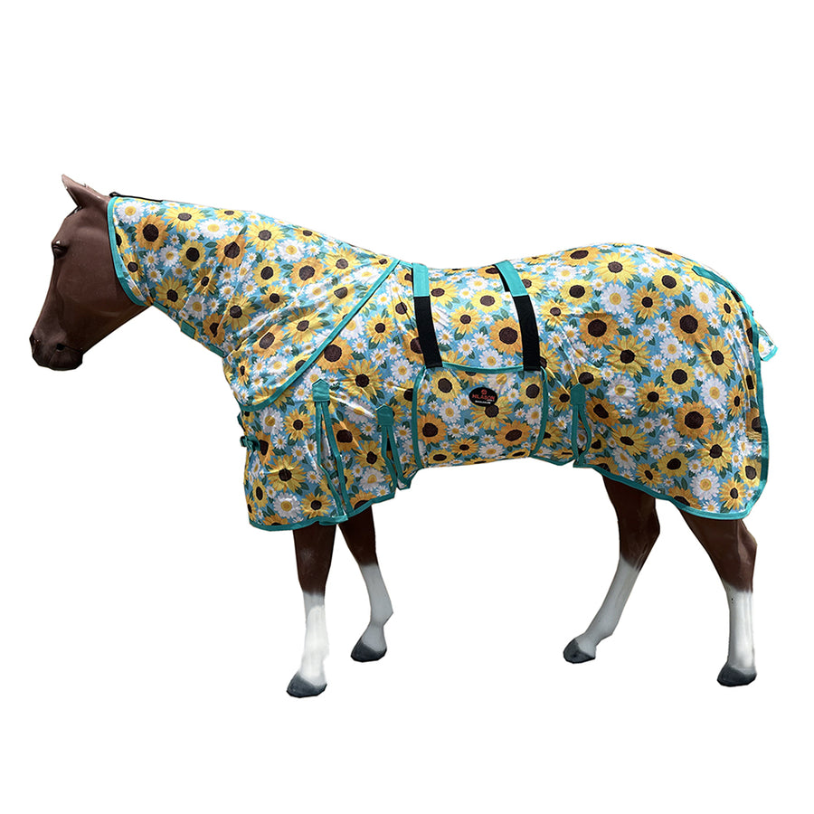 66 In - 84 In Hilason Horse Fly Sheet With Neck Uv Protect Mesh Bug Mosquito Summer Sunflower - Uhorse