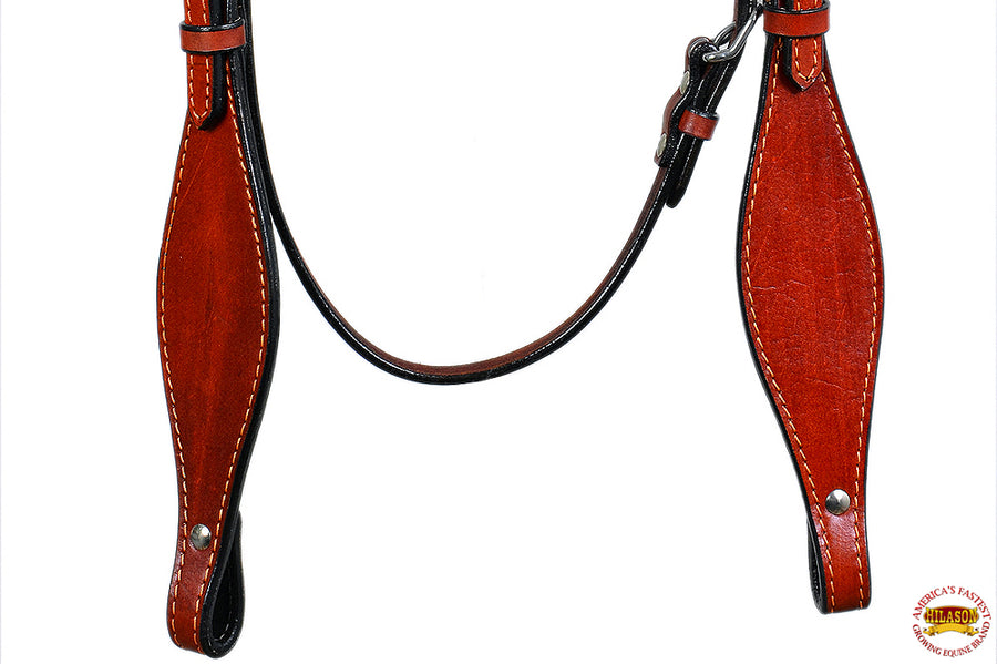 HILASON Western Horse Headstall & Breast Collar Set Tack Genuine American Leather Plain Mahogany