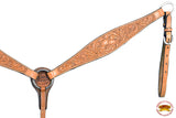 HILASON Western Genuine Leather Horse Breast Collar Tack Tan Floral