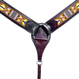 HILASON Western Horse Leather Headstall & Breast Collar Set Black Beaded