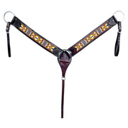 HILASON Western Horse Leather Headstall & Breast Collar Set Black Beaded
