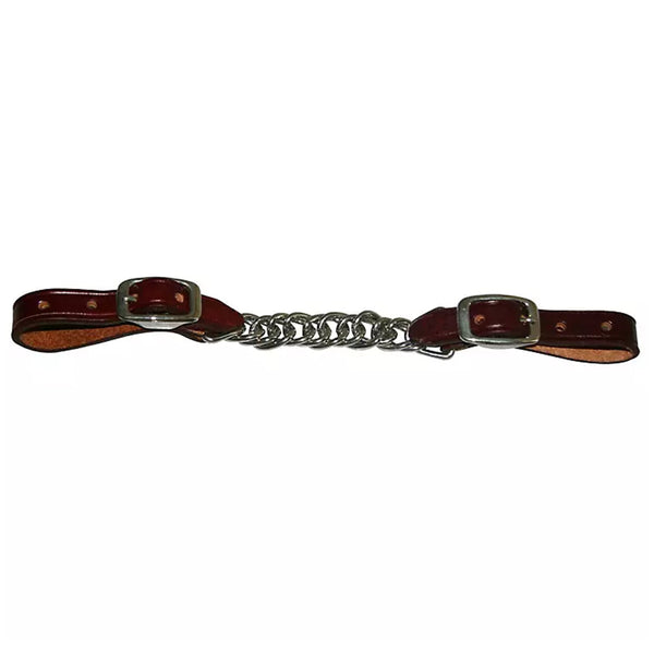 5/8" HILASON Western Latigo Leather Flat Twisted Curb Chain Strap - Uhorse