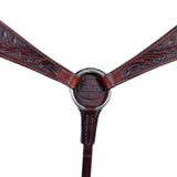 HILASON Western Genuine Leather Horse Breast Collar Tack Dark Brown Floral