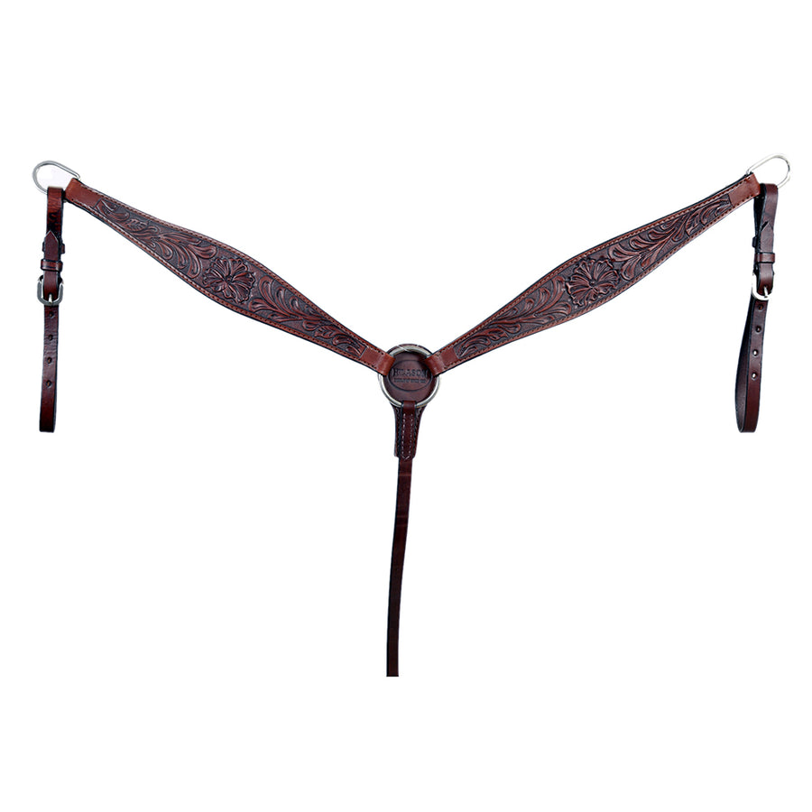 HILASON W. Genuine Leather H. Breast Collar Tk. Dark Brown Floral – by Hilason – Cowboy and equestrian accessories