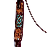 Hilason Western Horse Headstall Hand Tooled American Leather Tan