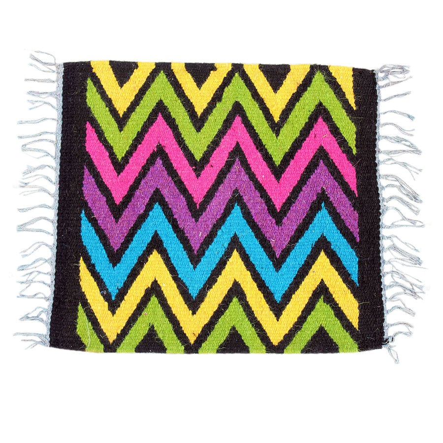 HILASON Handmade New Zealand Wool Table Mat Vibrant Chevron Zigzag Design - Uhorse