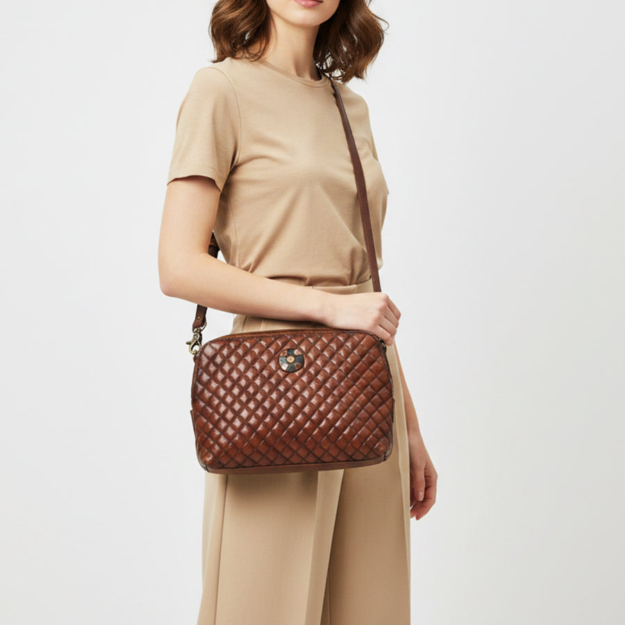 American Darling Woven Leather Crossbody Bag for Women, Western Shoulder Purse with Adjustable Strap Brown