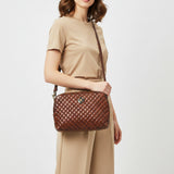 American Darling Woven Leather Crossbody Bag for Women, Western Shoulder Purse with Adjustable Strap Brown