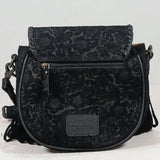 American Darling Western Embossed Leather Fringe Crossbody Bag with Studded Strap & Concho Detail