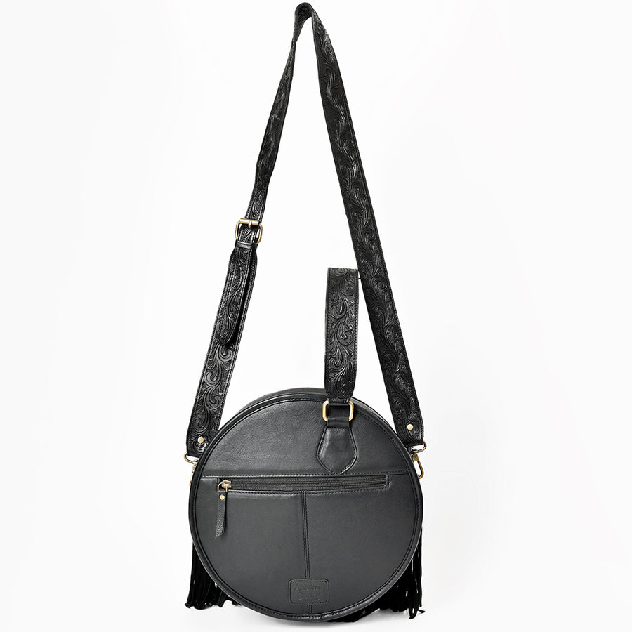 AMERICAN DARLING Tooled Leather Canteen Bag Fringe Turquoise Beading
