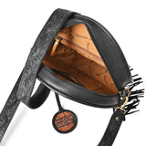 AMERICAN DARLING Tooled Leather Canteen Bag Fringe Turquoise Beading