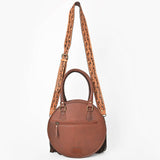 AMERICAN DARLING Tooled Leather Denim Canteen Bag Cowhide Fringe
