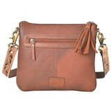 AMERICAN DARLING Tooled Leather & Cheetah Cowhide Crossbody Bag Floral Carving