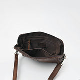 American Darling Woven Leather Crossbody Bag for Women, Western Shoulder Purse with Adjustable Strap Dark Brown