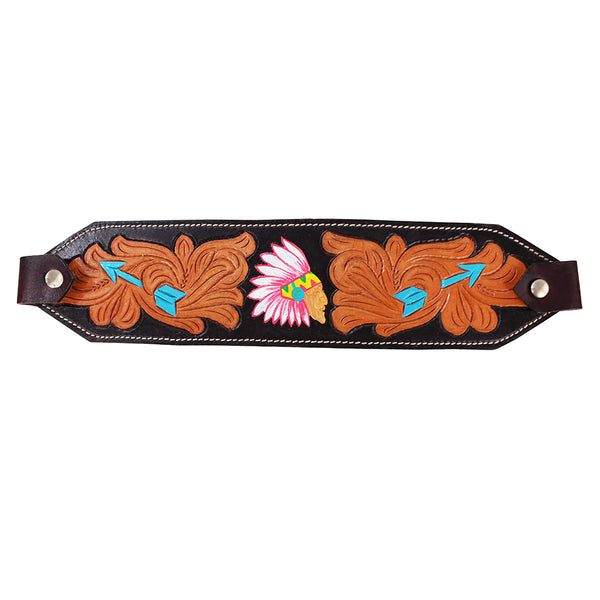 HILASON Western Horse Halter Noseband Genuine American Leather Tan with Dark Brown - Uhorse