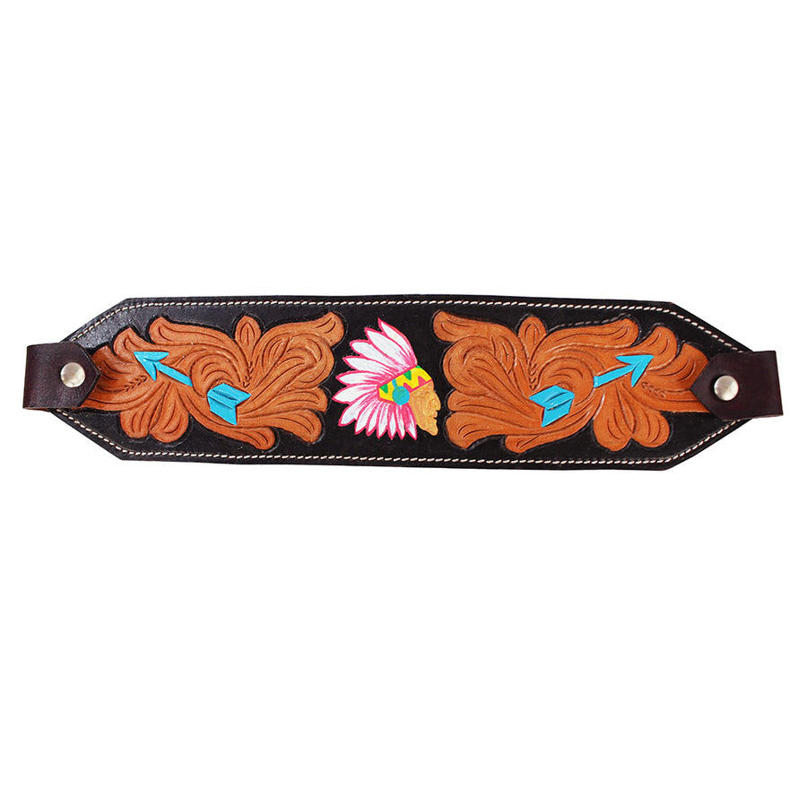 HILASON Western Horse Halter Noseband Genuine American Leather Tan with Dark Brown - Uhorse