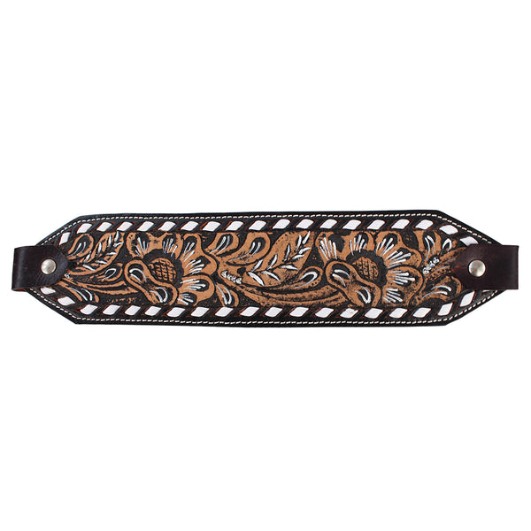 HILASON Western Horse Halter Noseband Genuine American Leather Dark Brown with White - Uhorse