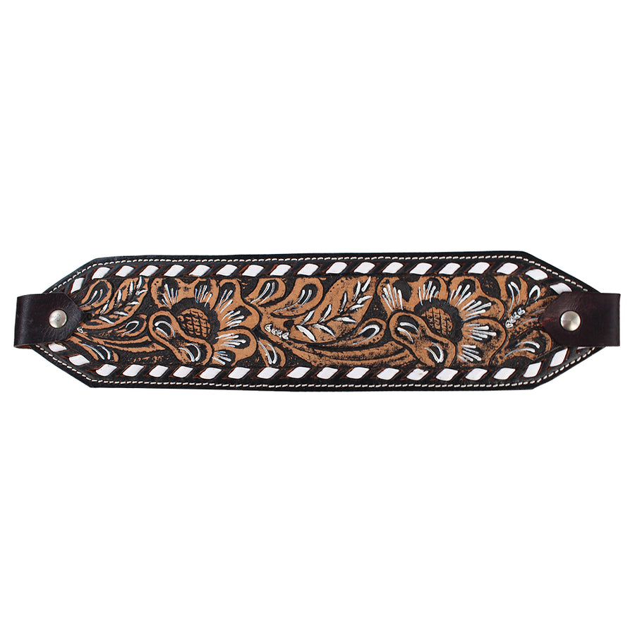 HILASON Western Horse Halter Noseband Genuine American Leather Dark Brown with White - Uhorse