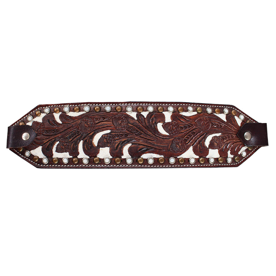 HILASON Western Horse Halter Noseband Genuine American Leather Dark Brown with Rivets - Uhorse