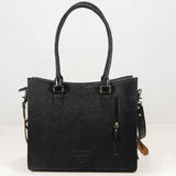 American Darling Premium Western Tooled Leather Hair-On Tote Bag with Fringe