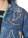 American Darling Western Apparel Embroidered Denim Fabric Handcrafted Heritage Jacket for Women with Western Motifs