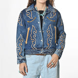 American Darling Western Apparel Embroidered Denim Fabric Handcrafted Heritage Jacket for Women with Western Motifs