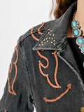 American Darling Western Apparel Embroidered Denim Fabric Handcrafted Heritage Jacket for Women with Western Motifs