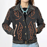 American Darling Western Embroidered Apparel - Artisan Handcrafted Denim Jacket - Uhorse